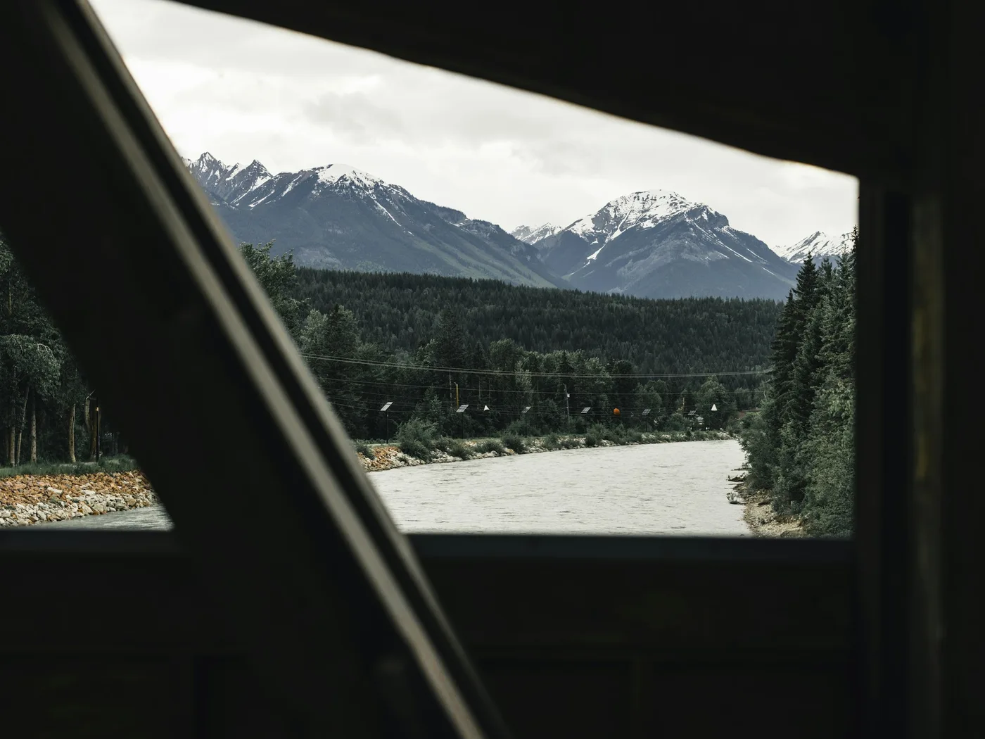 A real mountain view from a cabin in Golden, British Columbia